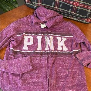 PINK Full Zip Lightweight Hoodie Pink Purple